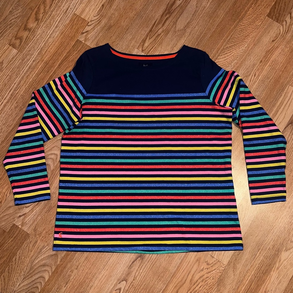 Joules Navy and Multicolor Striped Long Sleeve Top